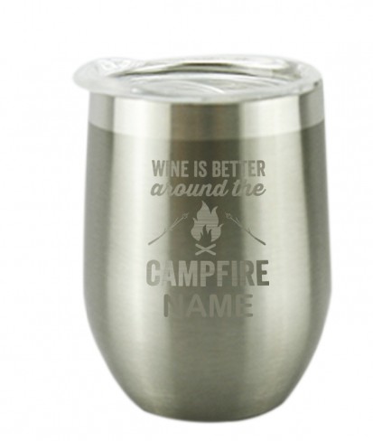 Campfire Silver Wine Personalised Vacuum Insulated Stainless Steel Tumbler with Lid